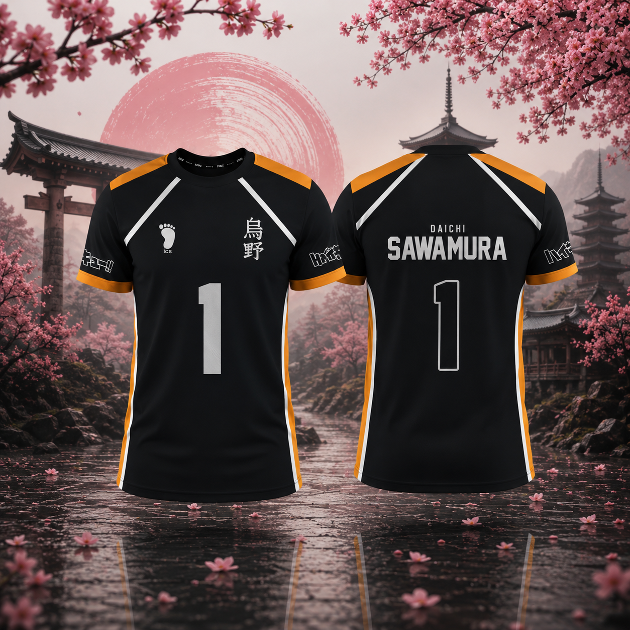 Maillot Noir Équipe Karasuno Haikyuu | Sakura Offside